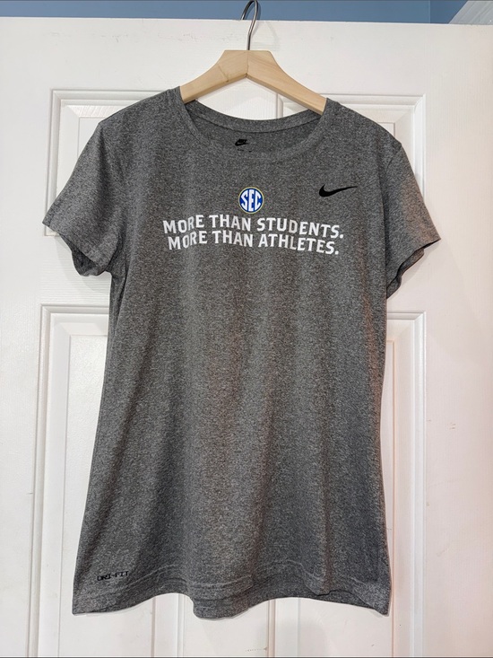 Nike Tops - Nike Gray Heather Graphic Tee with White & Blue Logo